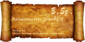 Balassovich Szeráf névjegykártya